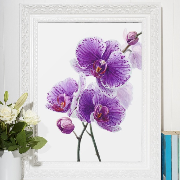 Watercolor Purple Orchids Wall Art Print Unframed - Elegant Floral Serenity - Picture 6 of 6